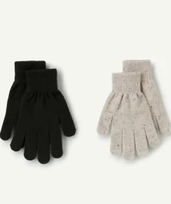 Lot 2 gants garçon maille noir et gris