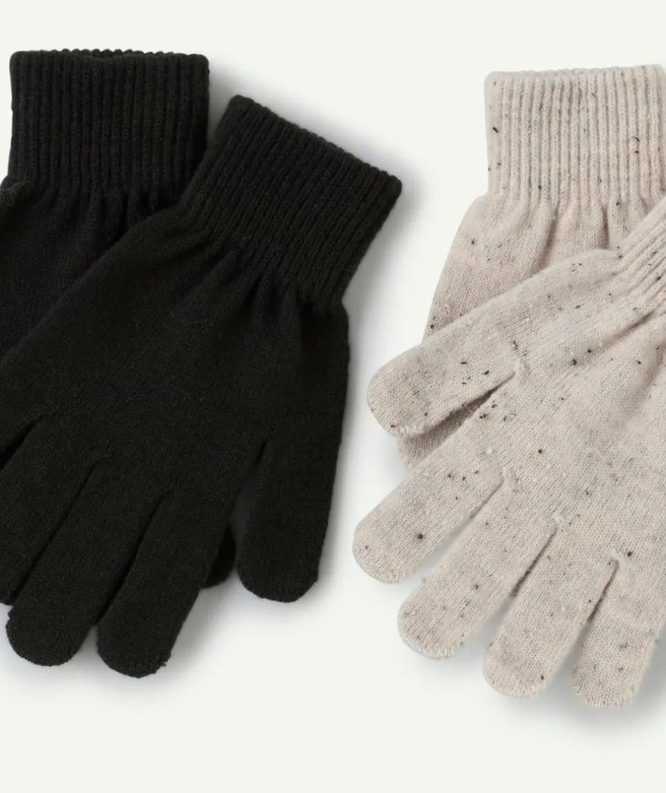 Lot 2 gants garçon maille noir et gris
