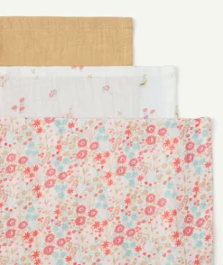 Lot 3 langes bébé fille coton imprimé fleurs