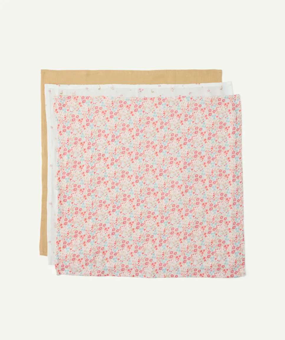 Lot 3 langes bébé fille coton imprimé fleurs