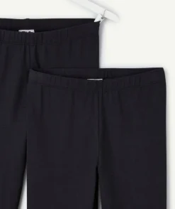 Lot 2 leggings fille coton noir taille élastique
