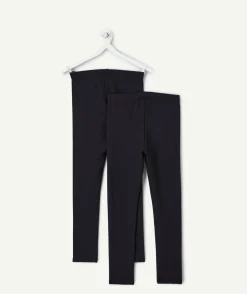Lot 2 leggings fille coton noir taille élastique