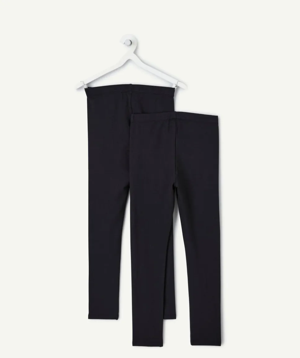 Lot 2 leggings fille coton noir taille élastique