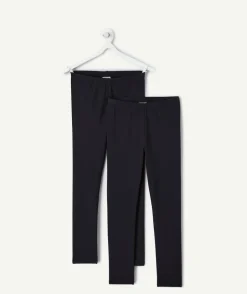 Lot 2 leggings fille coton noir taille élastique