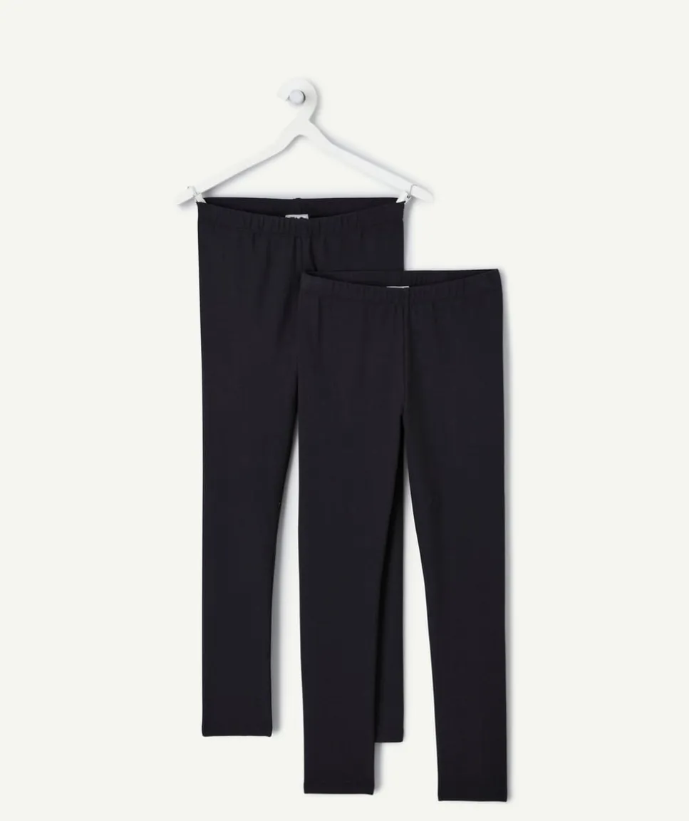 Lot 2 leggings fille coton noir taille élastique