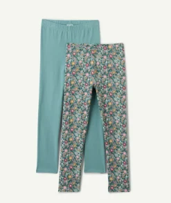 Lot 2 leggings fille longs fleuri