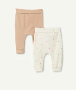 Lot 2 leggings naissance fille imprimés et unis