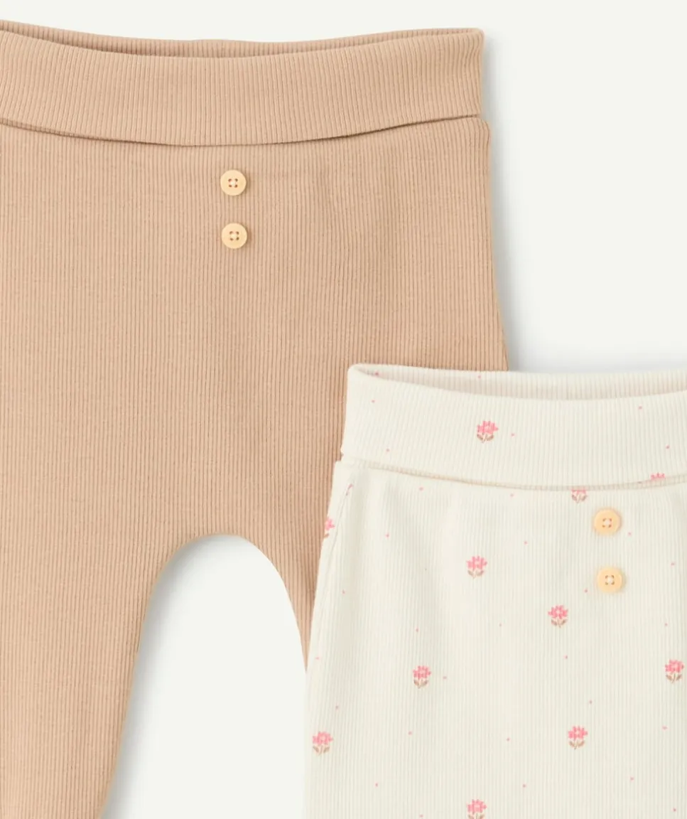 Lot 2 leggings naissance fille imprimés et unis