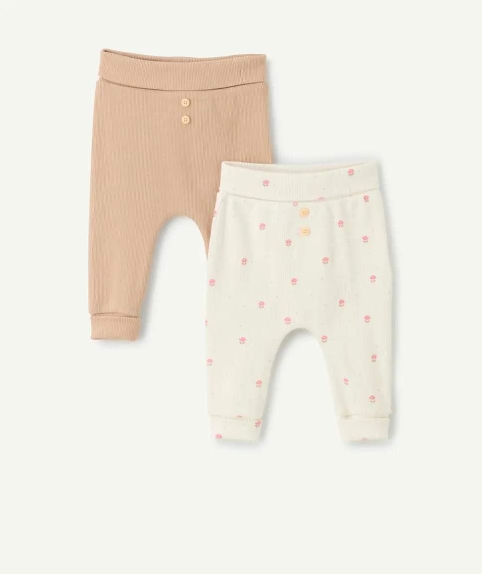 Lot 2 leggings naissance fille imprimés et unis
