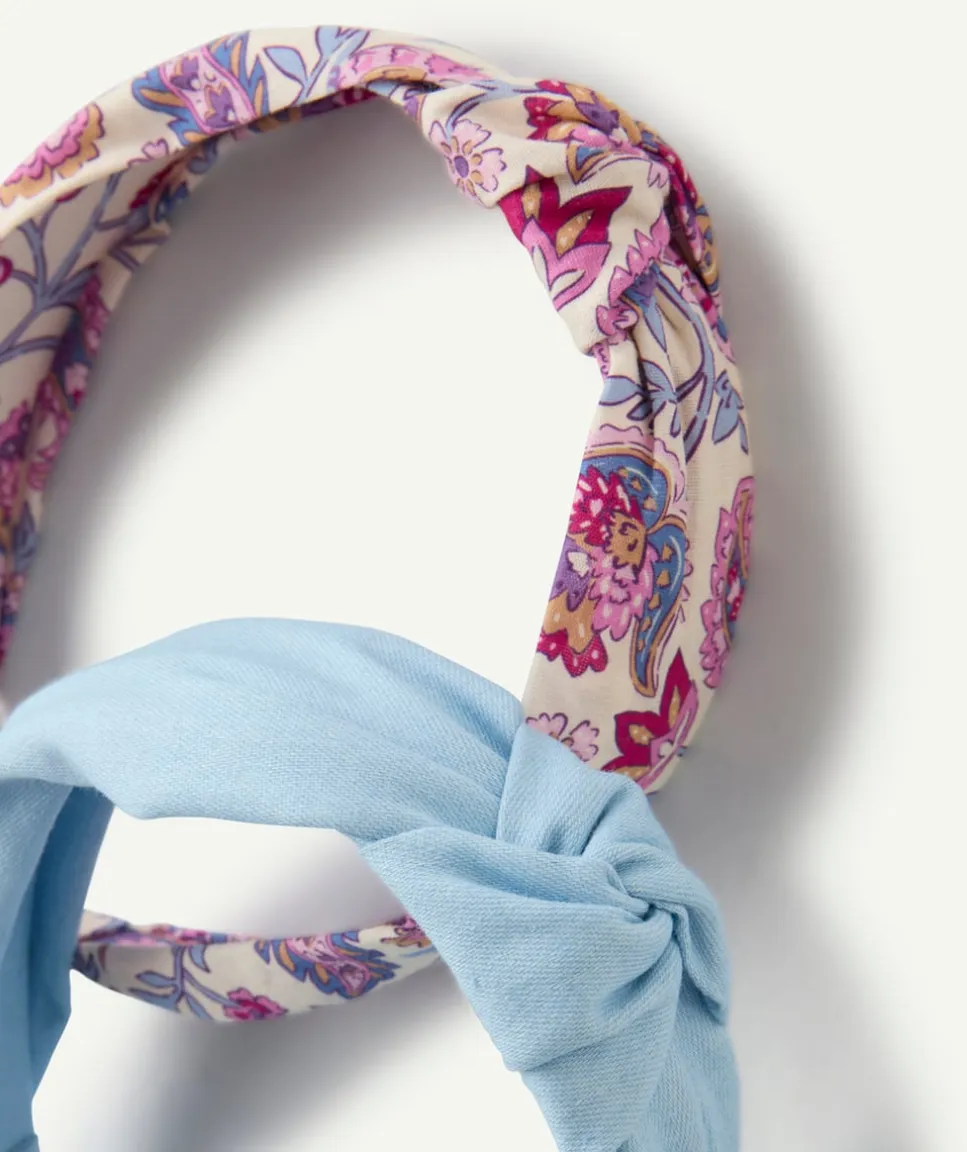 Lot 2 serre-têtes fille imprimé et bleu