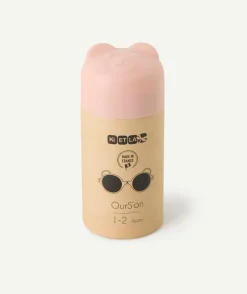 Lunettes de soleil bébé fille forme ourson couleur pêche