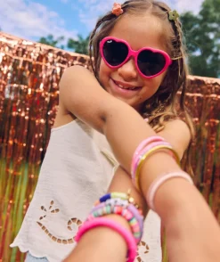 Lunettes de soleil fille rose cœur