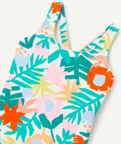 Maillot de bain 1 pièce bébé fille en fibres recyclées imprimé tropical