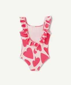 Maillot de bain 1 pièce fille à volants cœurs