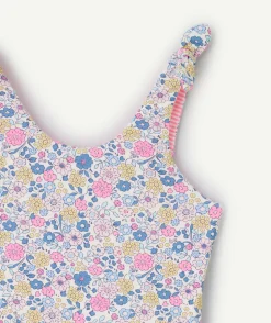 Maillot de bain réversible fille rose imprimé fleuri