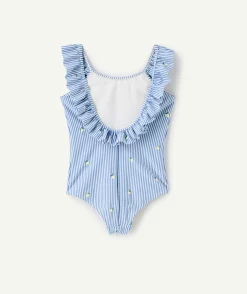 Maillot 1 pièce fille rayé à volants