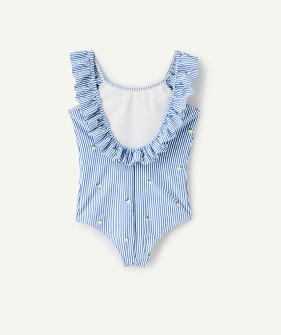 Maillot 1 pièce fille rayé à volants