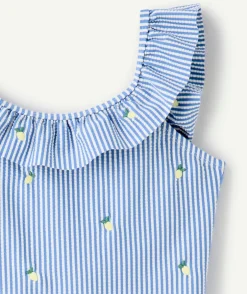 Maillot 1 pièce fille rayé à volants