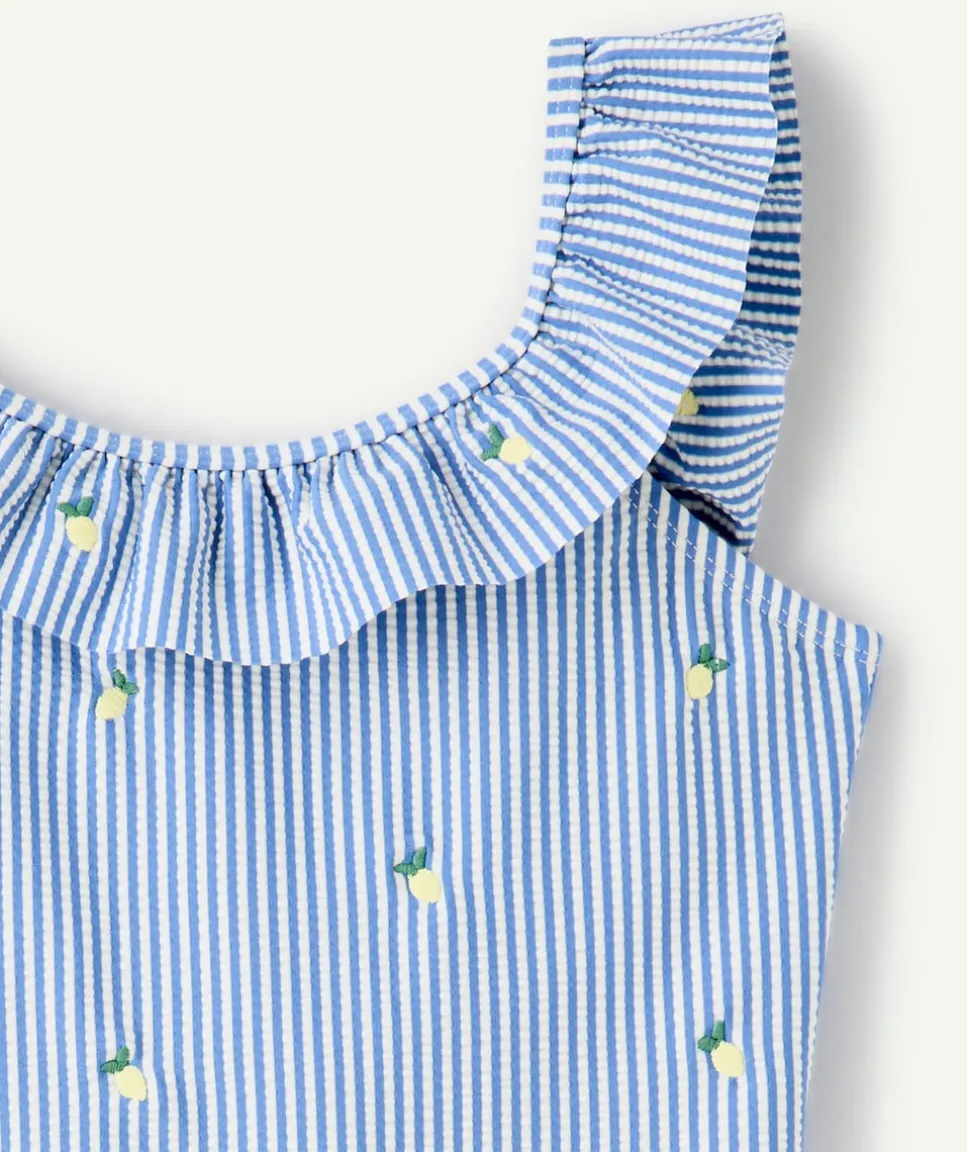 Maillot 1 pièce fille rayé à volants