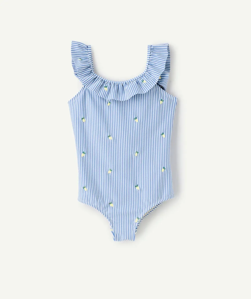 Maillot 1 pièce fille rayé à volants