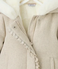 Manteau bébé fille à capuche beige