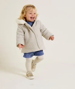 Manteau bébé fille à capuche beige