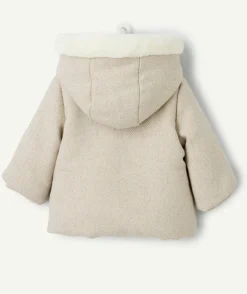 Manteau bébé fille à capuche beige