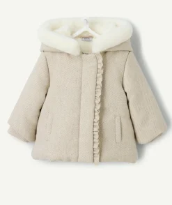Manteau bébé fille à capuche beige