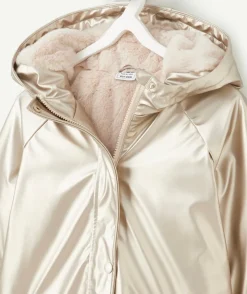 Manteau fille couleur dorée à capuche