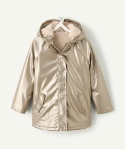 Manteau fille couleur dorée à capuche