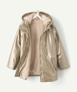 Manteau fille couleur dorée à capuche