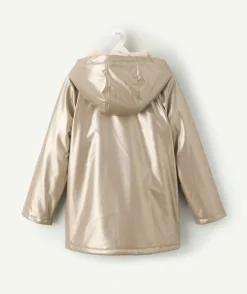 Manteau fille couleur dorée à capuche