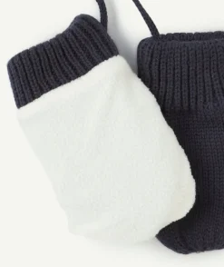 Moufles bébé garçon en tricot bicolores