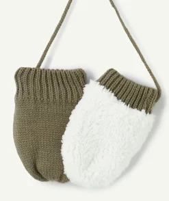 Moufles tricotées kaki bébé garçon