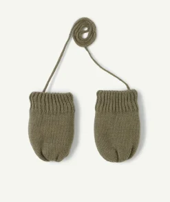 Moufles tricotées kaki bébé garçon