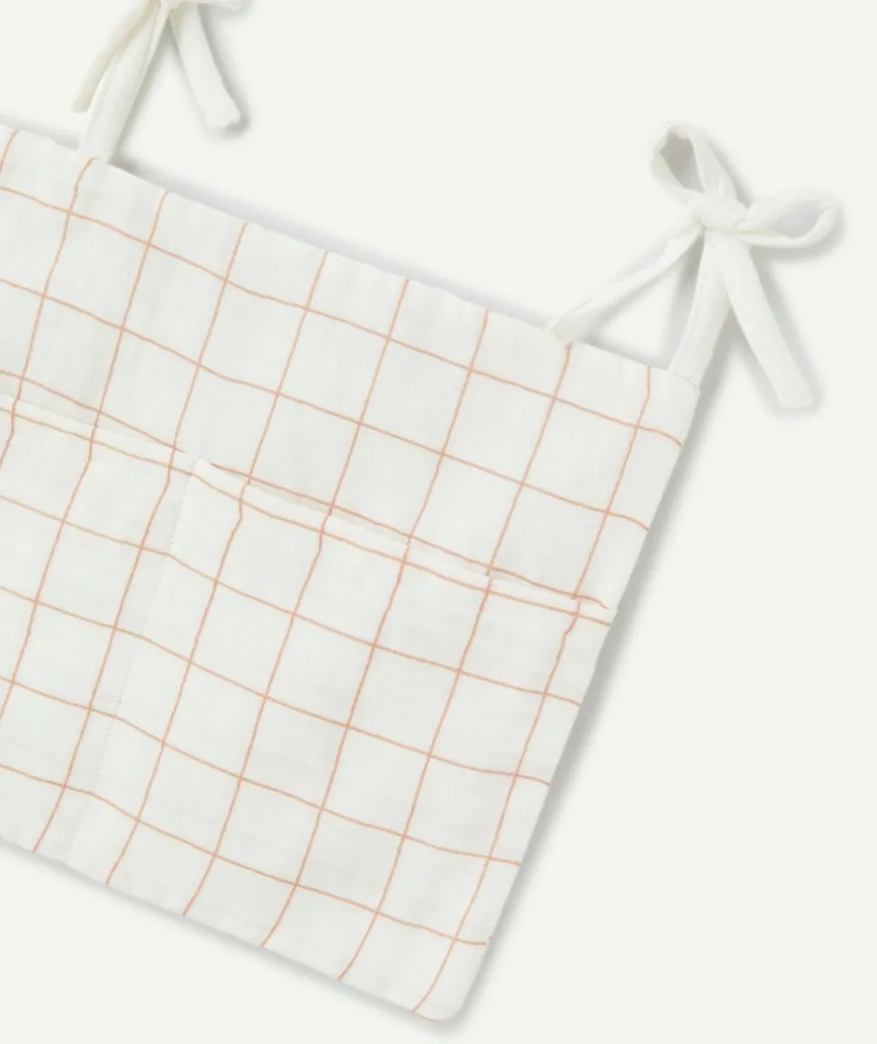 Organiseur avec pochette de rangement écru à carreaux