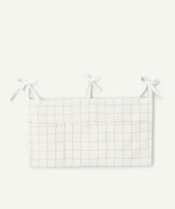 Organiseur avec pochette de rangement écru à carreaux