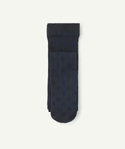 Paire de collants en voile bébé fille bleu marine avec détails ajourés