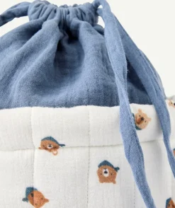 Panier de rangement bébé garçon imprimé oursons