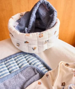 Panier de rangement bébé garçon imprimé oursons
