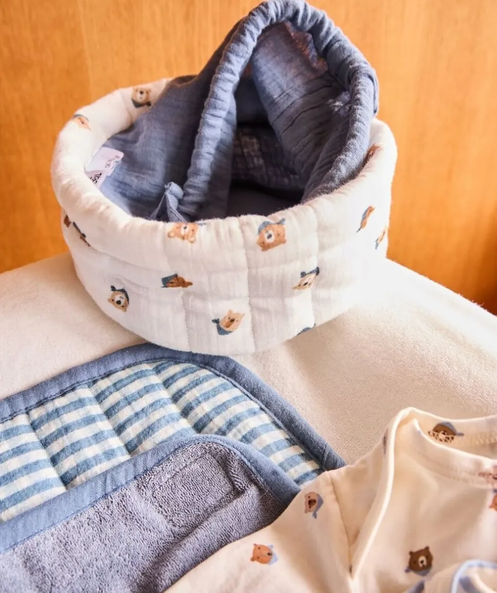 Panier de rangement bébé garçon imprimé oursons