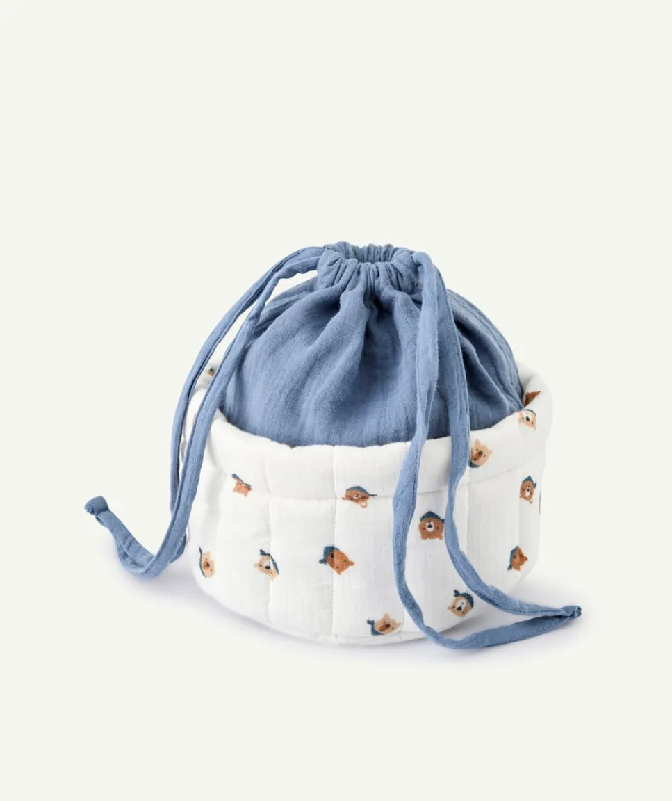 Panier de rangement bébé garçon imprimé oursons