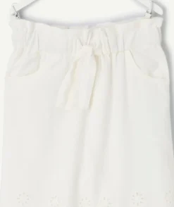 Pantalon bébé fille broderie blanc