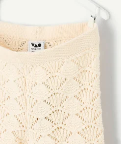 Pantalon bébé fille crochet crème