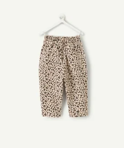 Pantalon bébé fille droit imprimé léopard