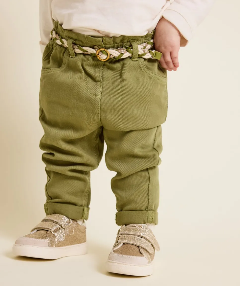 Pantalon bébé fille droit vert