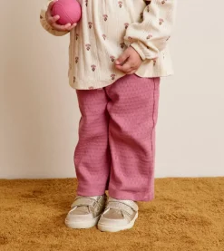 Pantalon bébé fille large maille rose