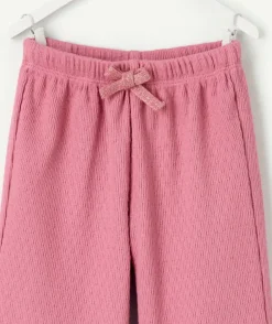 Pantalon bébé fille large maille rose
