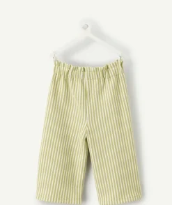 Pantalon bébé fille large vert rayé