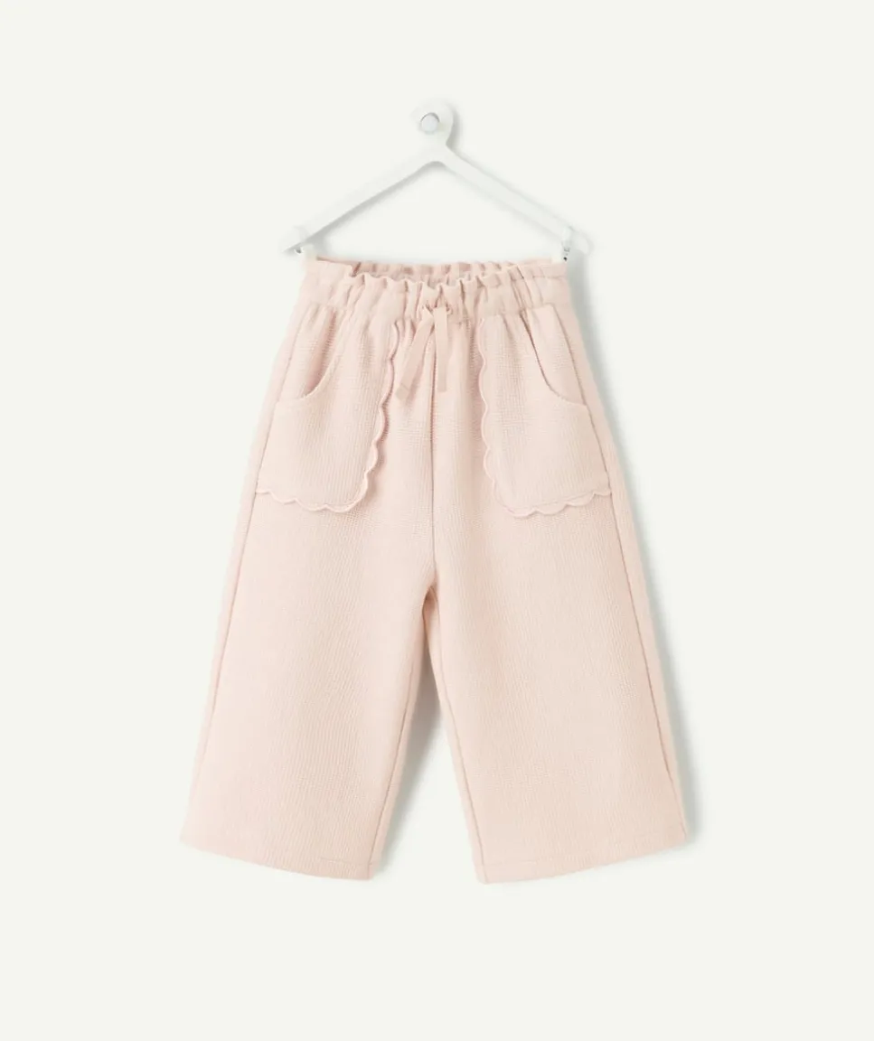 Pantalon bébé fille maille large rose